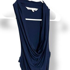 Trina Turk Navy Sleeveless Jersey Short Dress w/ Tie Draped Scoop Neck Sz 0